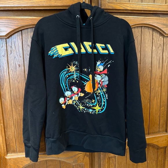 RARE Gucci x Disney Donald Duck Hoodie Sweatshirt Black Size Medium